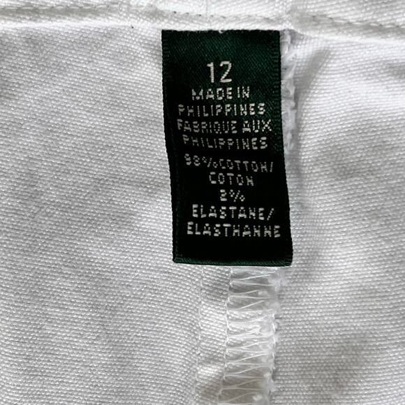 Ralph Lauren Chino Pants Women's 12 White Logo Faux Pockets Basic Classic Preppy - Picture 10 of 14